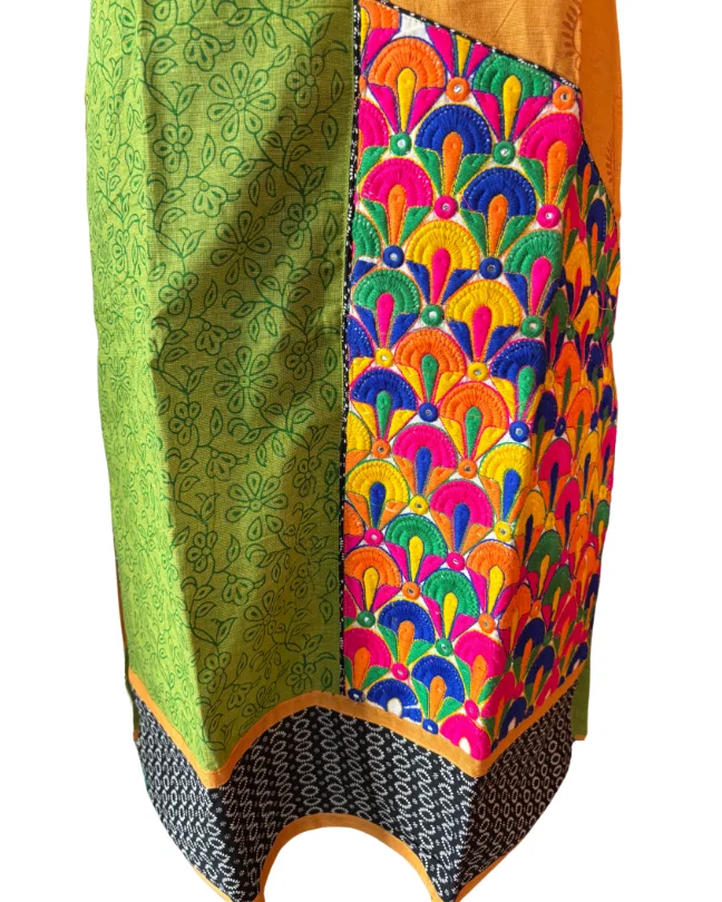Rayon Cotton Kurti with Print and Patch work, along with lace for Women - Image 5