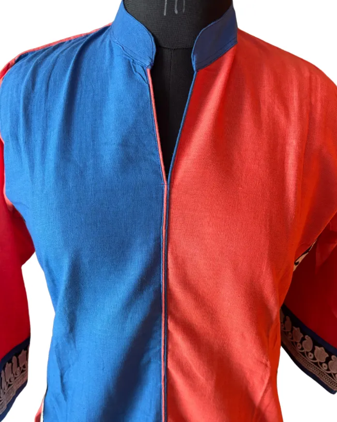 Cotton Straight Kurti with Collar Neck and Thread work for Women - Image 3